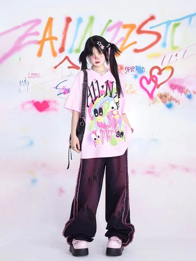 Graffiti Printing Street Hip-hop Creative Women's T-shirt