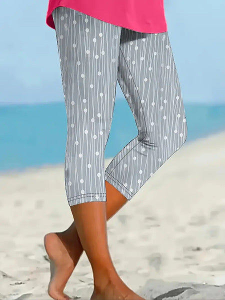 Printed Seaside Series Cropped Leggings  3d
