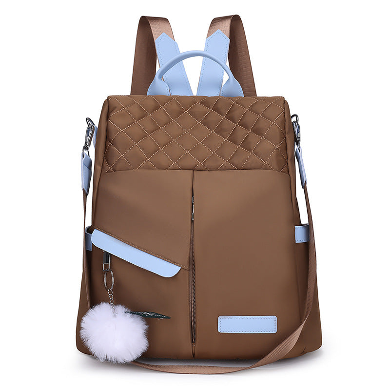 Fashion Casual Oxford Cloth Shoulder Bag Women's Contrast Color Large Capacity Waterproof Backpack