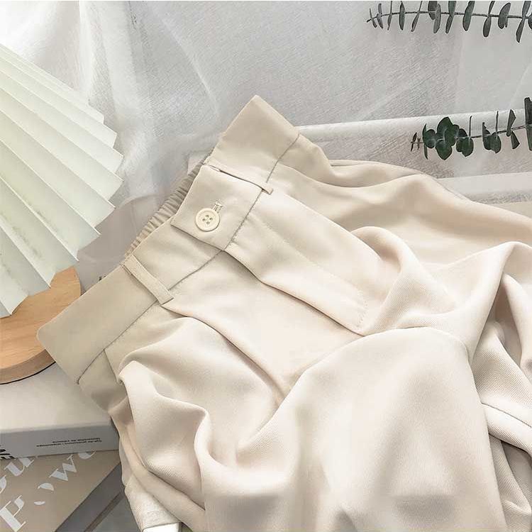 Suit Pants Women's Thin Style High Waist Wide Leg Pants Loose Straight Nine Points West Pants