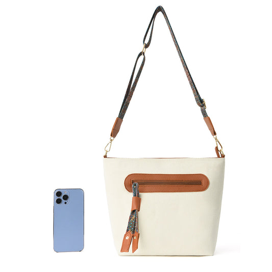 Fashionable Large-Capacity Printed Ribbon Tassel Shoulder Bag