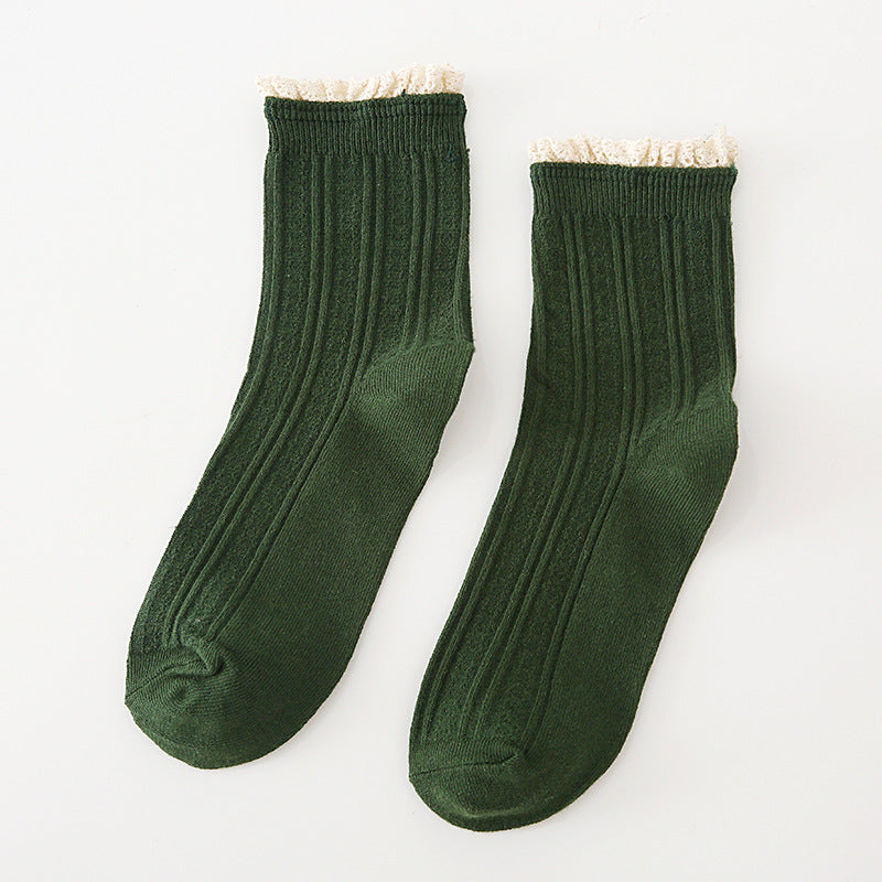 Autumn And Winter Socks Women's Japanese College Style Lace