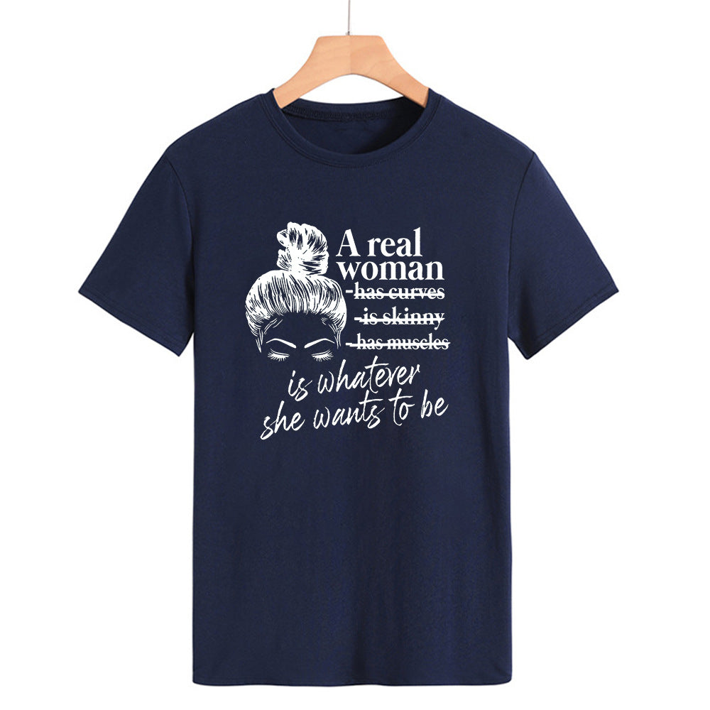 T-shirt med bogstavprint, rund hals og korte ærmer