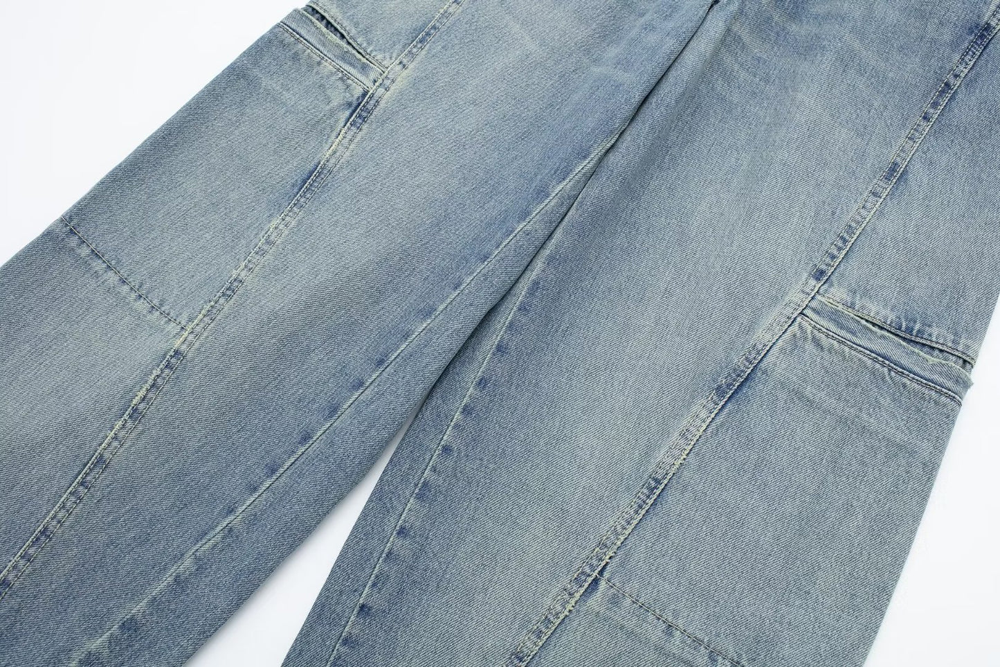 Pocket Overalls Mid-waist Denim Trousers