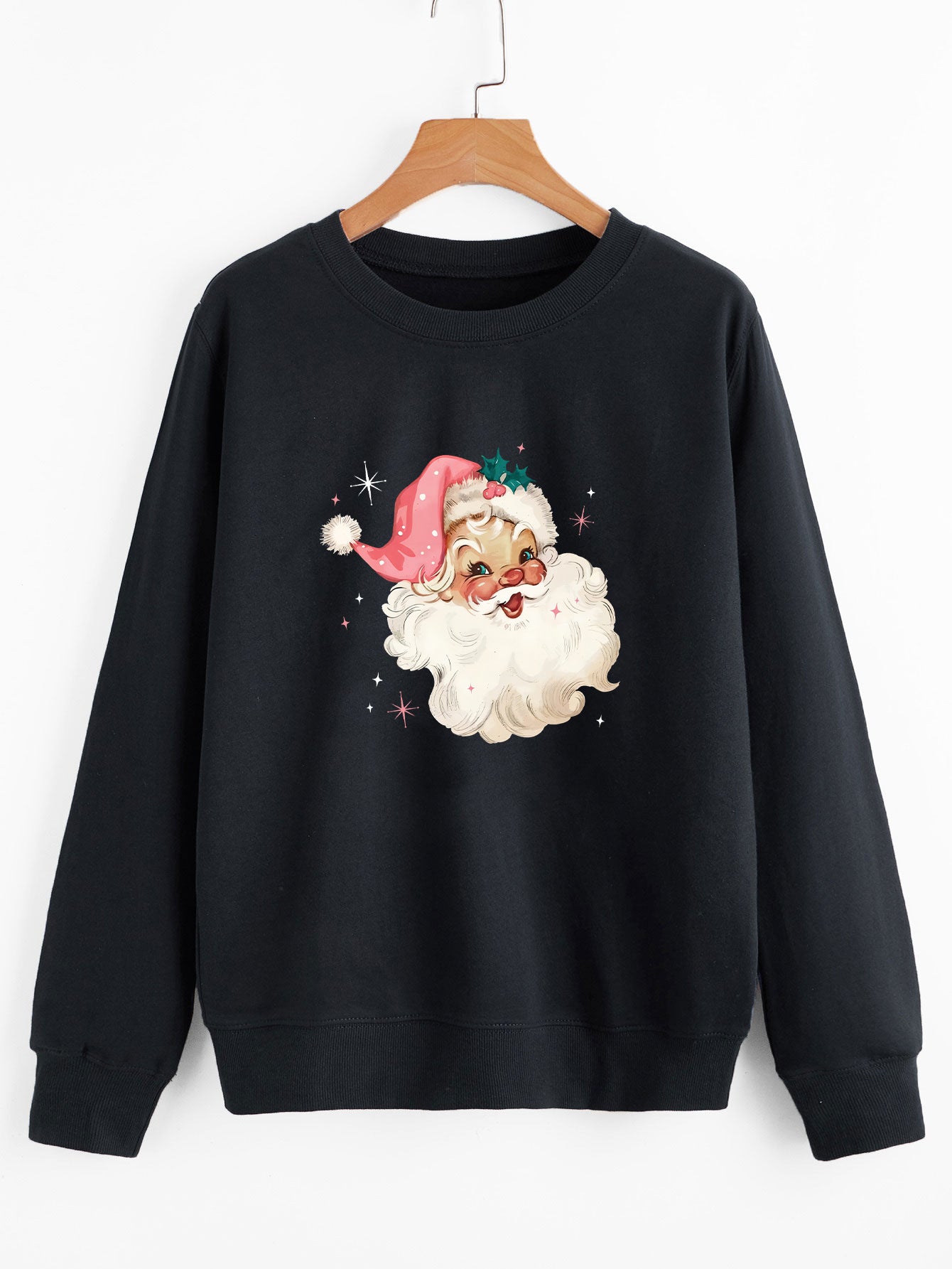 Julemand Mønster Rundhalset Langærmet Dame Sweater