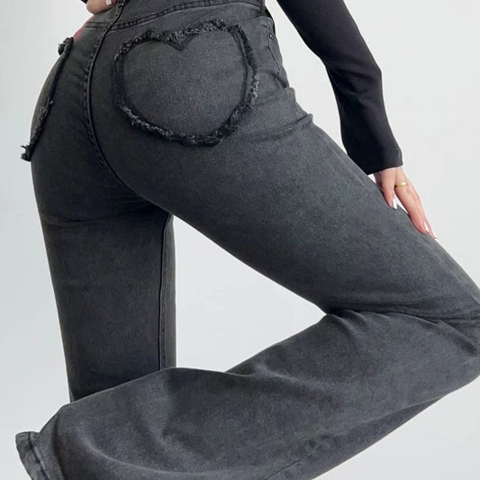 Women's Love Fart Pocket Flare Jeans
