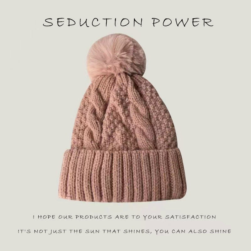 Winter New Knitted Hat All-matching Woolen Hat Solid Color Knitted Hat