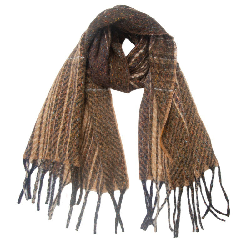 European And American Clip Flower Gradient Color Tassel Scarf