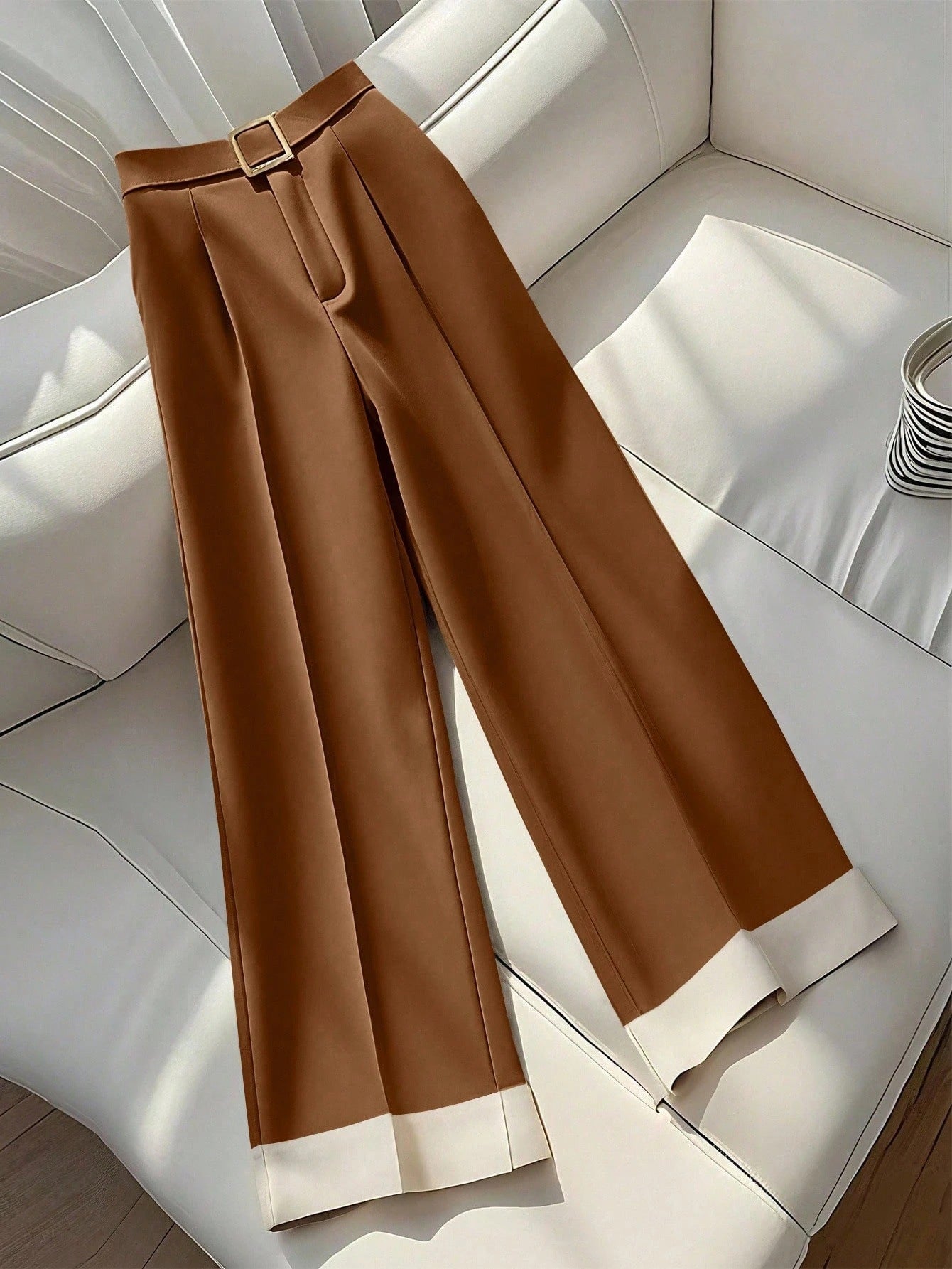 Retro Khaki Design Casualbukser til Kvinder – Efterår