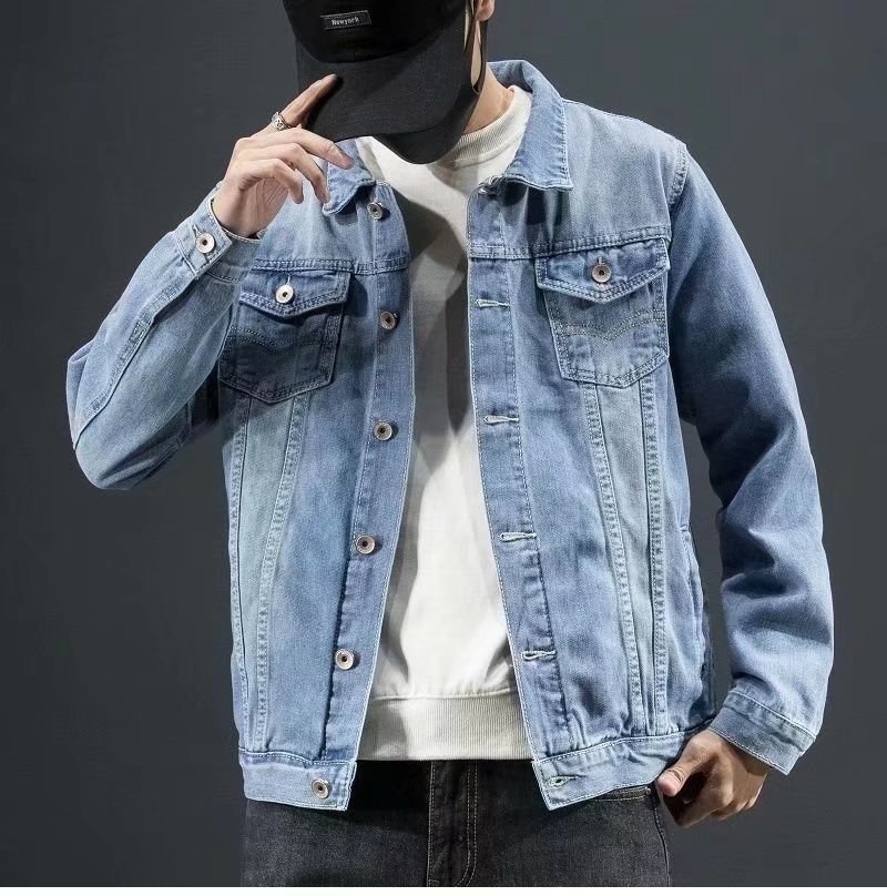 American Vintage Denim Jacket Male Spring And Autumn Korean Style Trendy