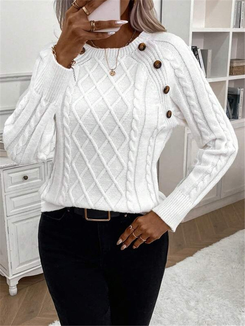 Twisted Pullover Strikket Rundhalset Sweater