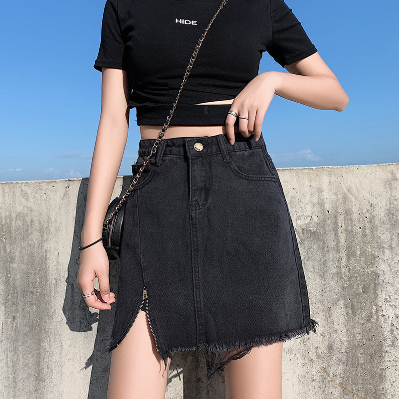 Women's Fashion High Waist Slim Denim Skirt