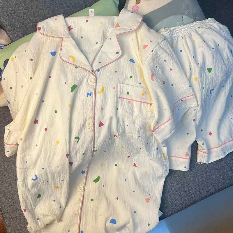 Womens Summer Pajamas Short-Sleeve Top And Shorts Set Cute Lovable Design Perfect For Both Home Wear And Outings