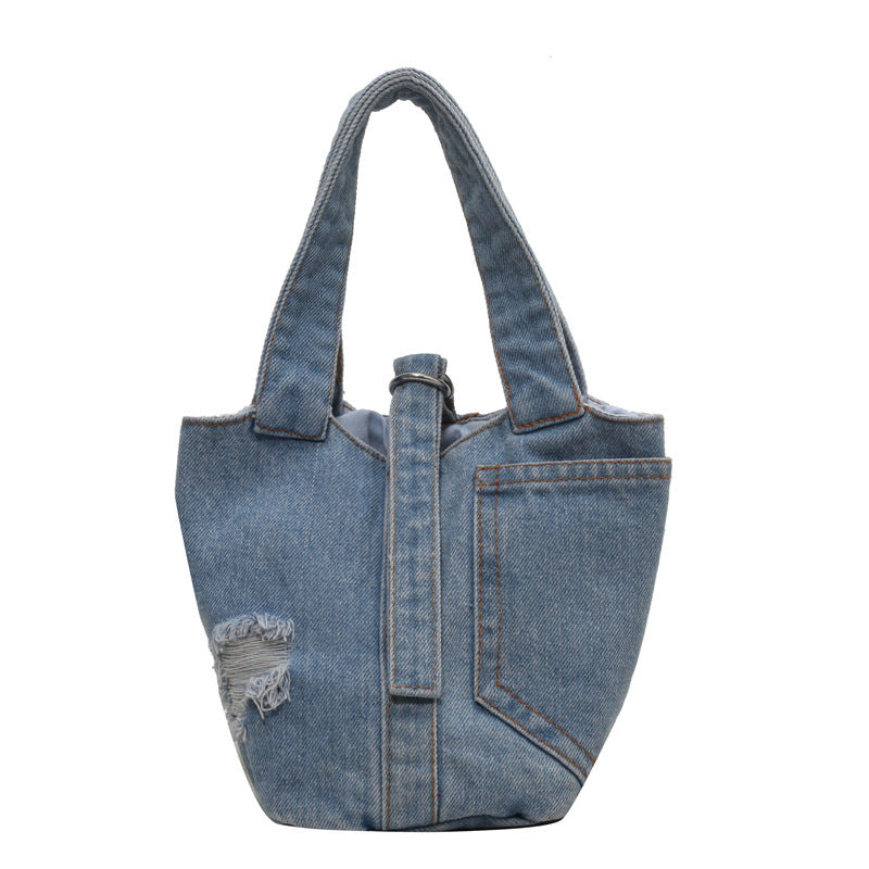 Lady's Fashion Denim Portable Bucket Bag