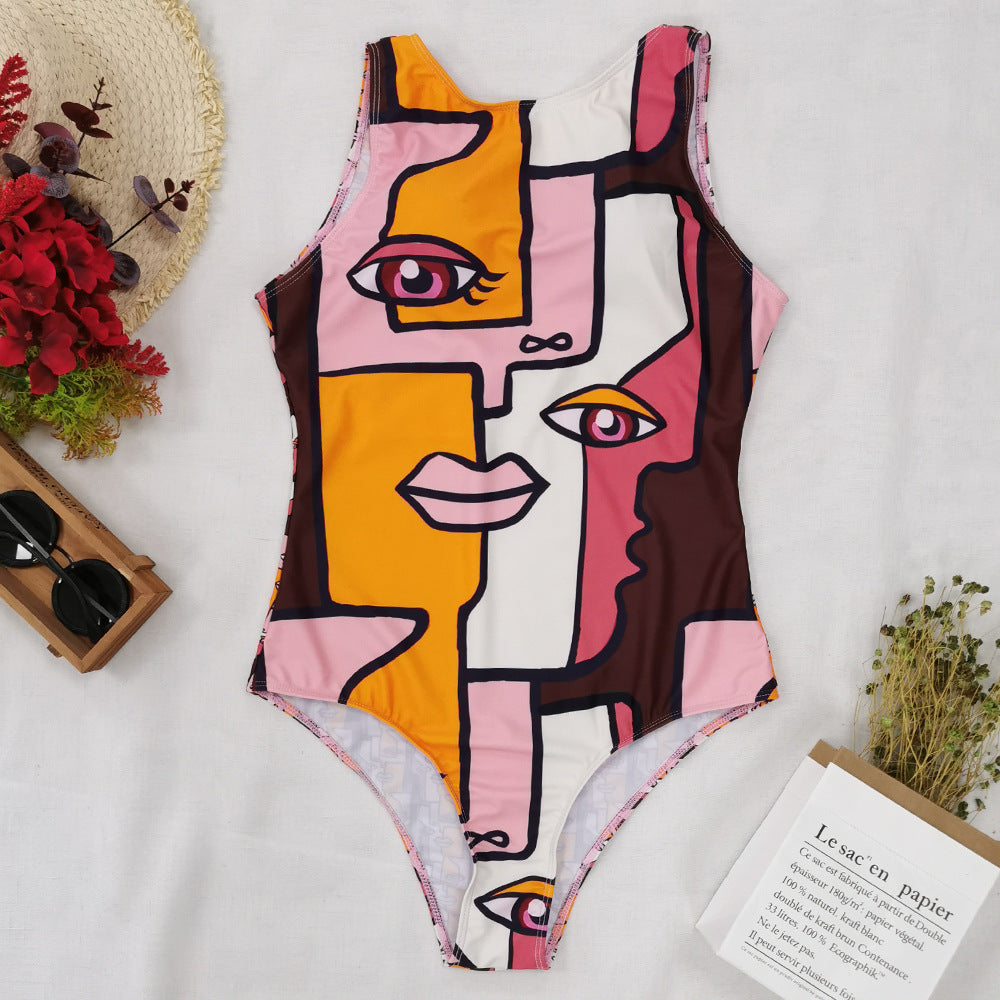 Women's Fashion Abstract Pattern Printed Swimsuit