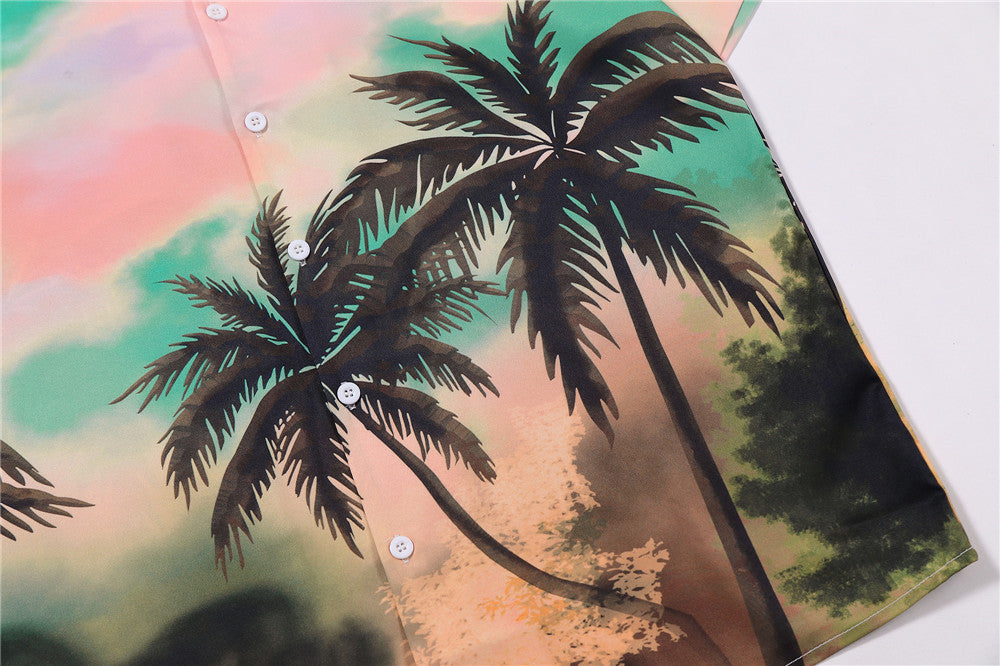 Coconut Landscape Full Print Short Sleeve Shirt Half Sleeve