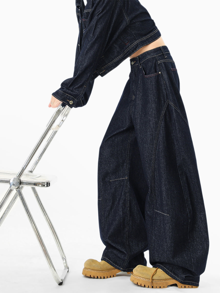 American-style Machete-cut Denim Jeans Retro And Relaxed-fit