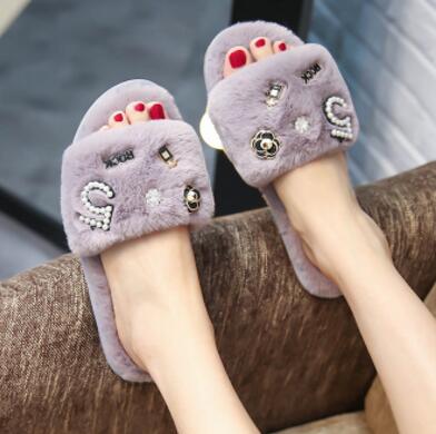 Furry shoes one word cotton drag