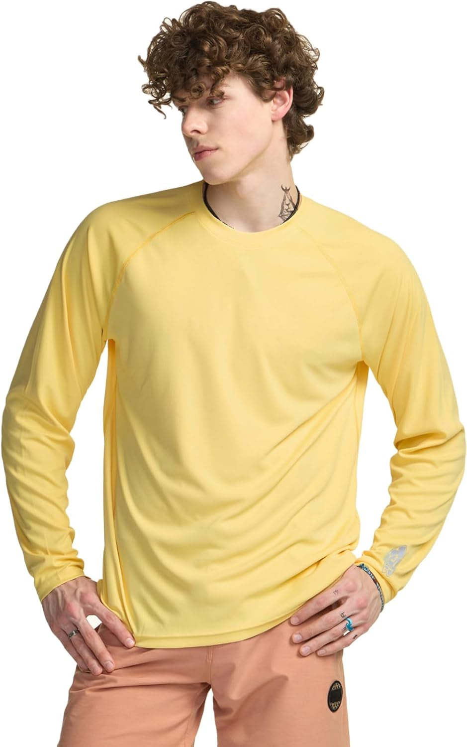 Men'S Rashguard Swim Shirts, UPF 50+ Cool Running Workout Loose-Fit Long Sleeve