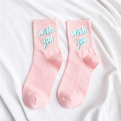 autumn and winter new tide socks female sports socks letter skateboard socks college wind cotton deodorant baseball socks