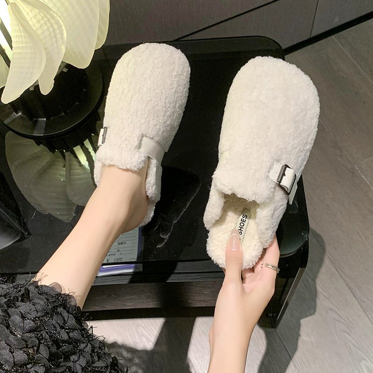 Damemode flade slip-on hjemmesko med lukket tå og åben hæl