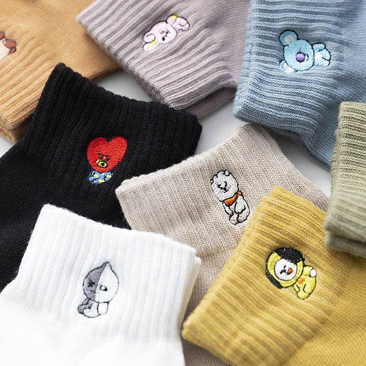 Female Japanese cartoon shallow mouth socks