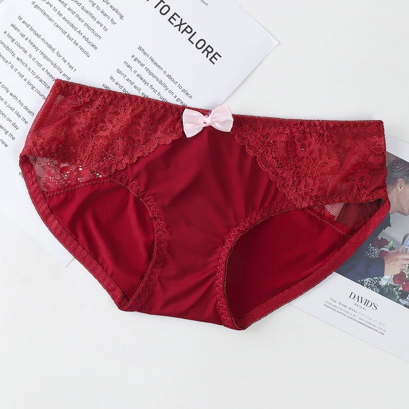 Women's Ice Silk Refreshing Low Waist Cute Bow Briefs