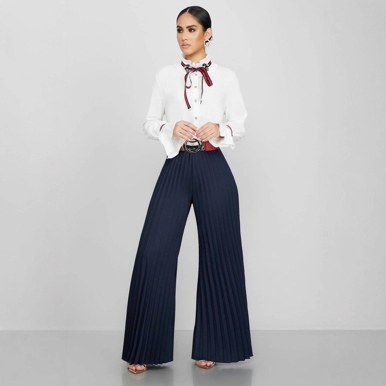 Moderigtige Casual Plisserede Wide-leg Damebukser