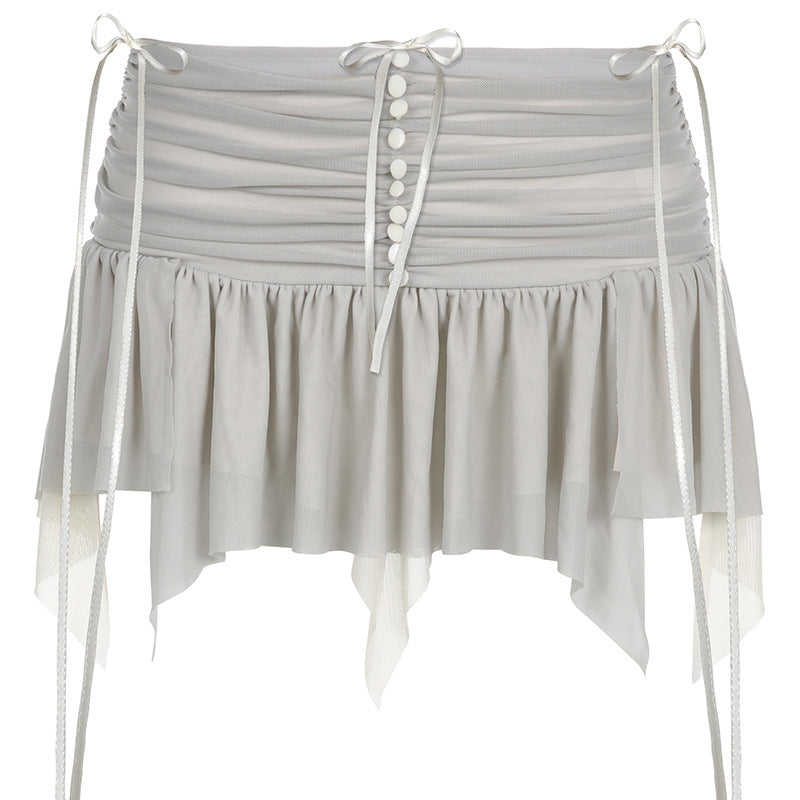 Design Sense Pure Gauze Irregular Skirt Spice Girl Low Waist Skirt