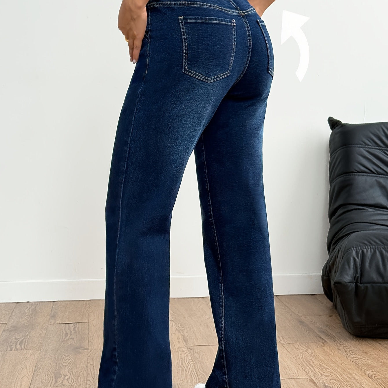 Womens Retro Straight-Leg Pants With Elastic Waist And Drawstring, Medium-Rise High Stretchability
