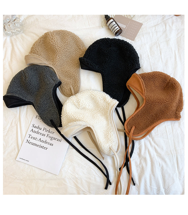 Fleece-lined Thickened Lamb Wool Earmuffs Hat
