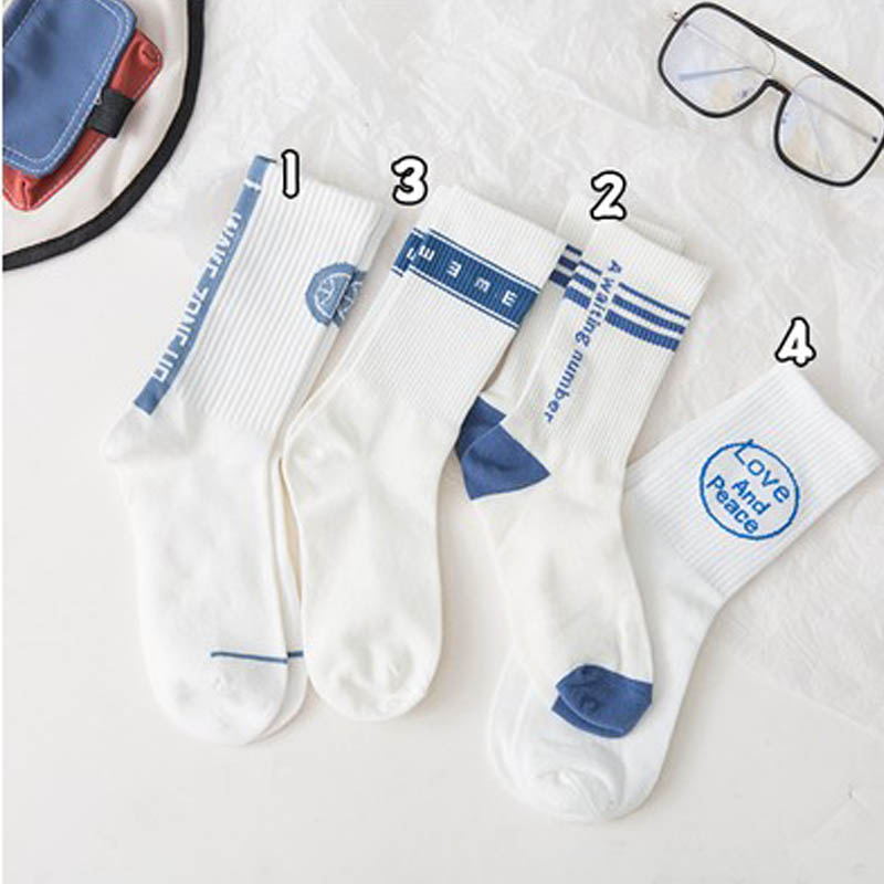 Cute Japanese Cartoon Blue Striped Stockings