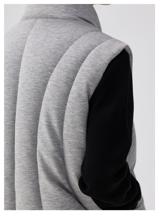 Asymmetrical Deconstructed Soft And Airy Stand-collar Sleeveless Vest