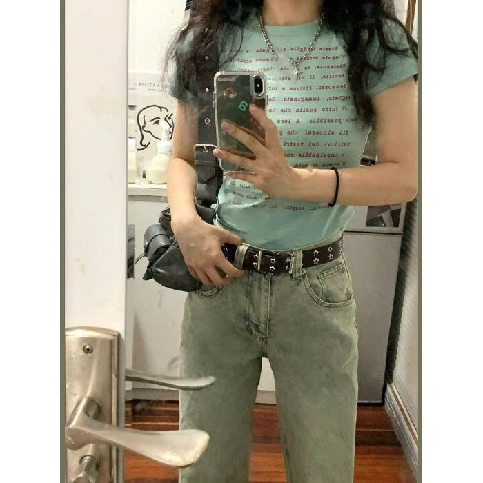 Niche Slim-fit Cropped Top With Off-shoulder Design short sleeves