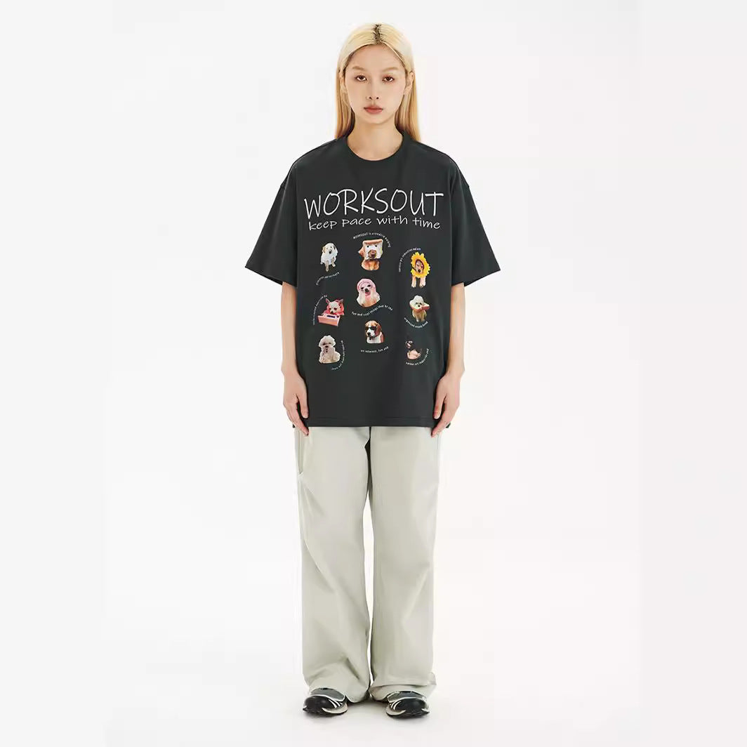 Pet Puppy Printed Short Sleeve Retro T-shirt