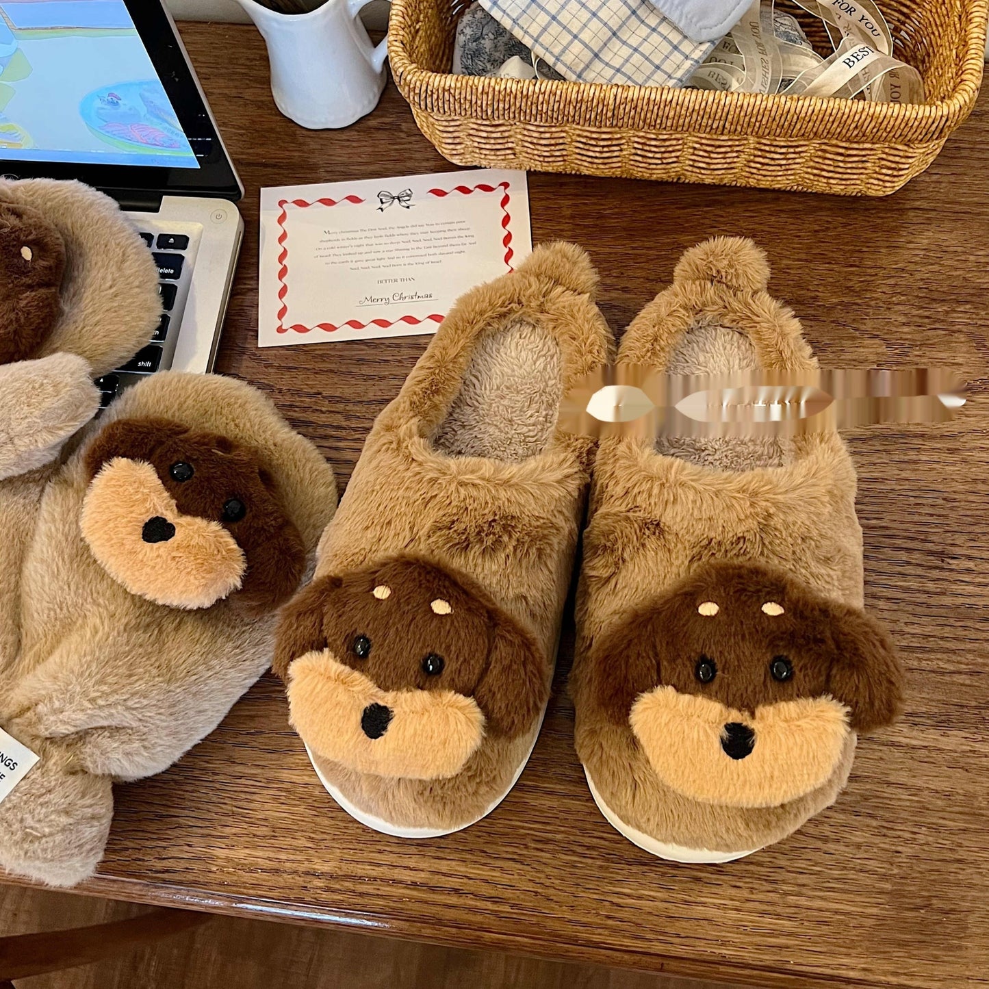 Ugly And Cute Sausage Puppy Plush Cotton Slippers Home Indoor Thickening Warm