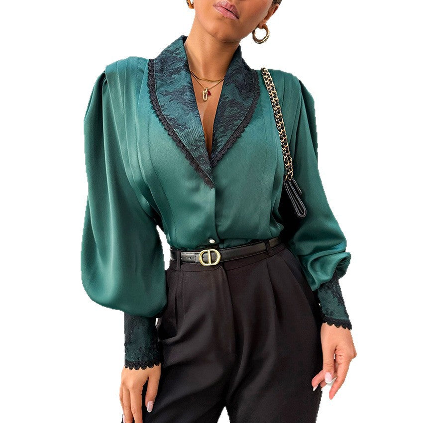 Sophisticated Cardigan With A Lapel Collar And V-neck Shirt