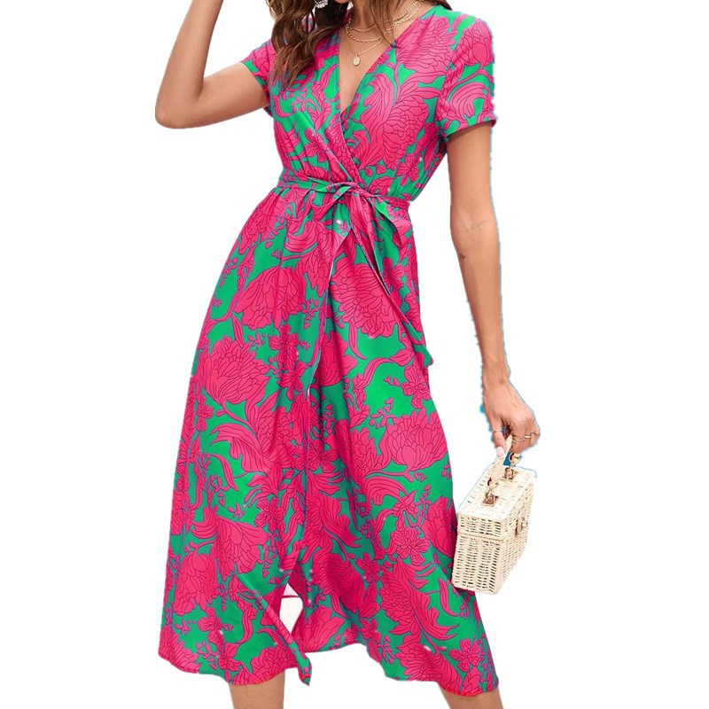 Beautiful Short Sleeved Printed Dress