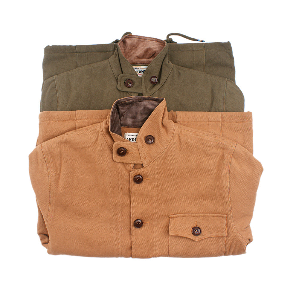 Men's Velvet Stand Collar-pocket Thick Jacket