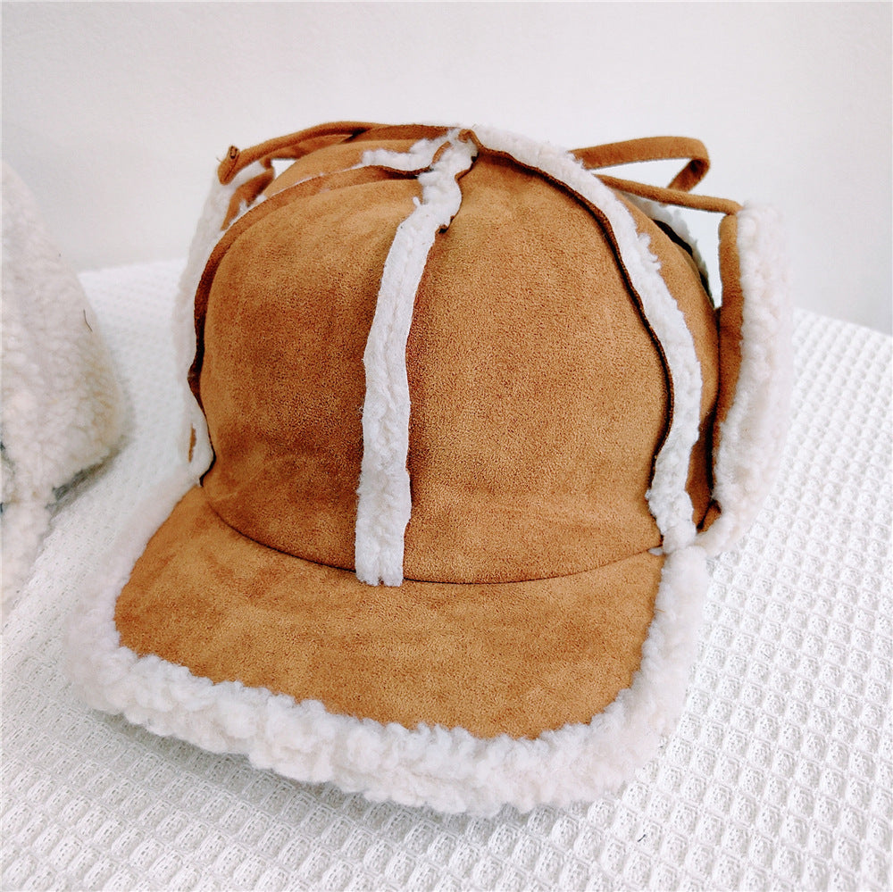 Rope Ushanka Women's Lamb Wool Fleece-lined Thermal And Windproof Cold Protection Earflaps Northeast Hat