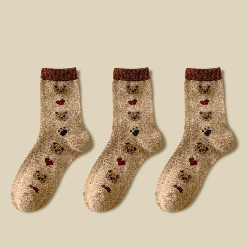 Thick Socks Women's Pure Cotton Tide Medium Tube Cute Plus Velvet