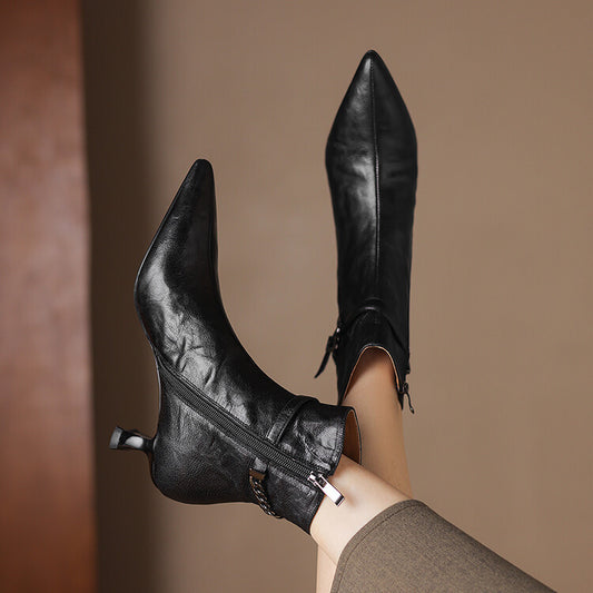 Womens French-style Pointed-toe Stiletto Ankle Boots