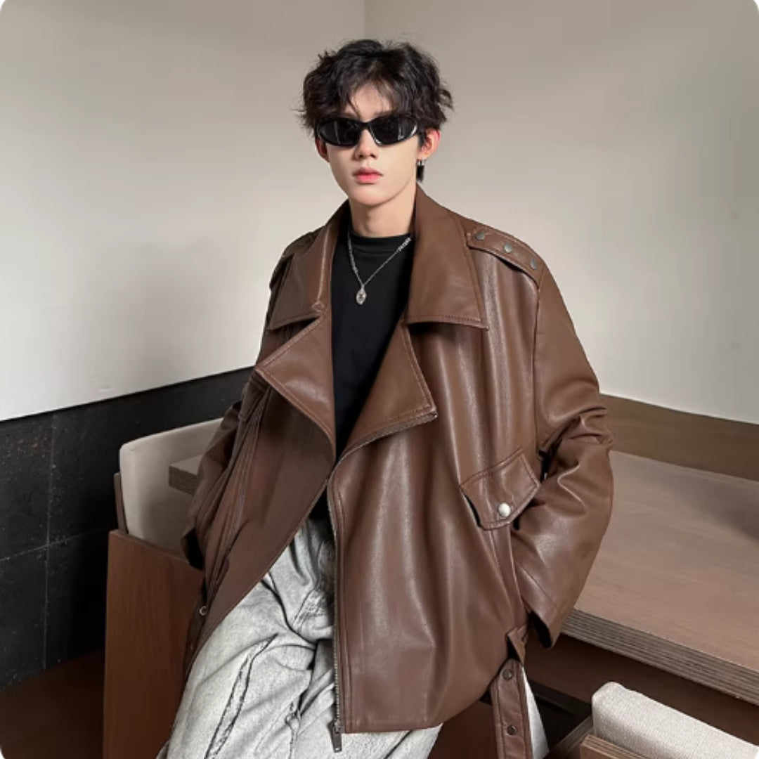 Men's PU Leather Jacket Sophisticated And Slightly Rebellious Look