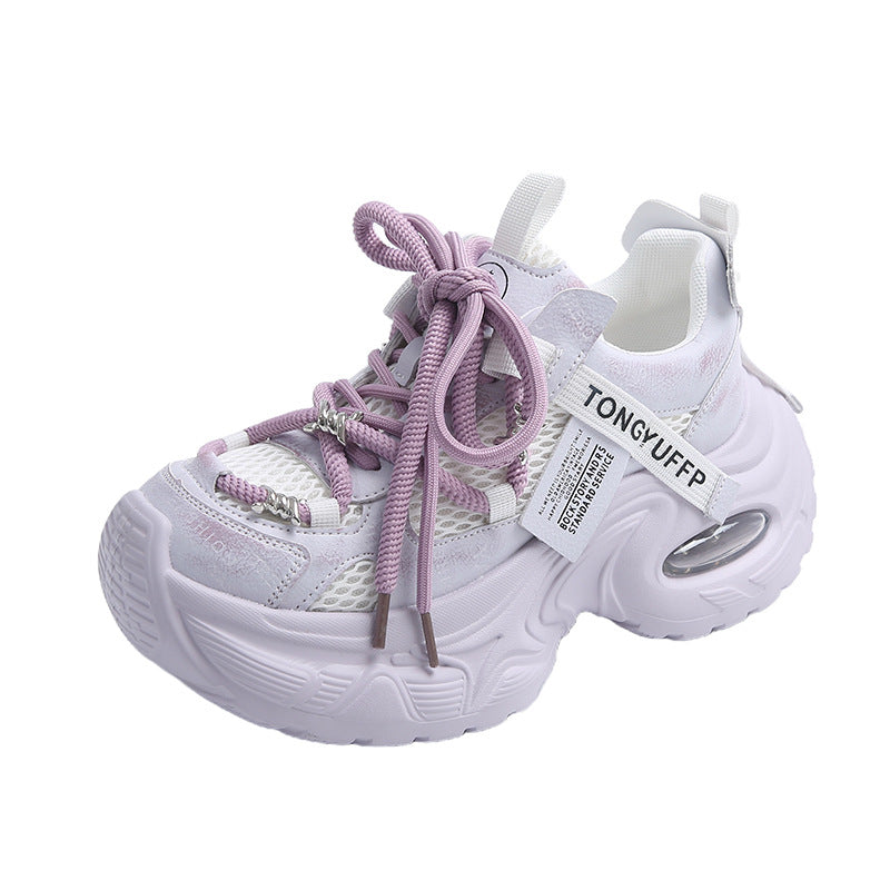 Dame Sneaker Med Tyk Sål Og Åndbar Mesh