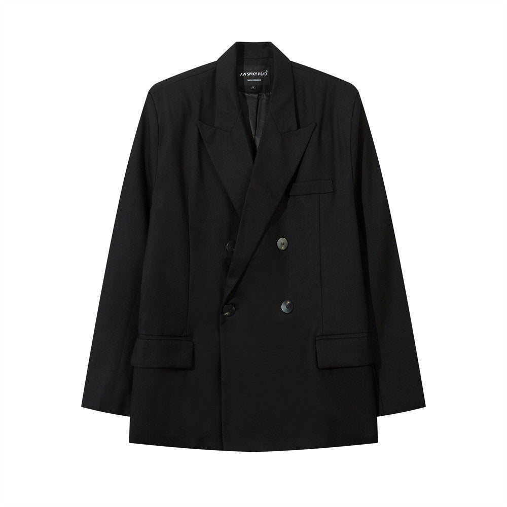 Solid Color Loose Suit Jag In The Midde Of Back Spring And Autumn
