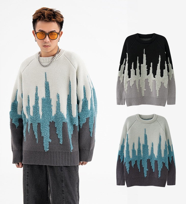 Contrast Vintage Flame Street Fashion Design Sweater