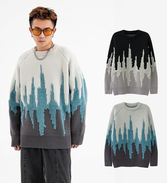 Contrast Vintage Flame Street Fashion Design Sweater