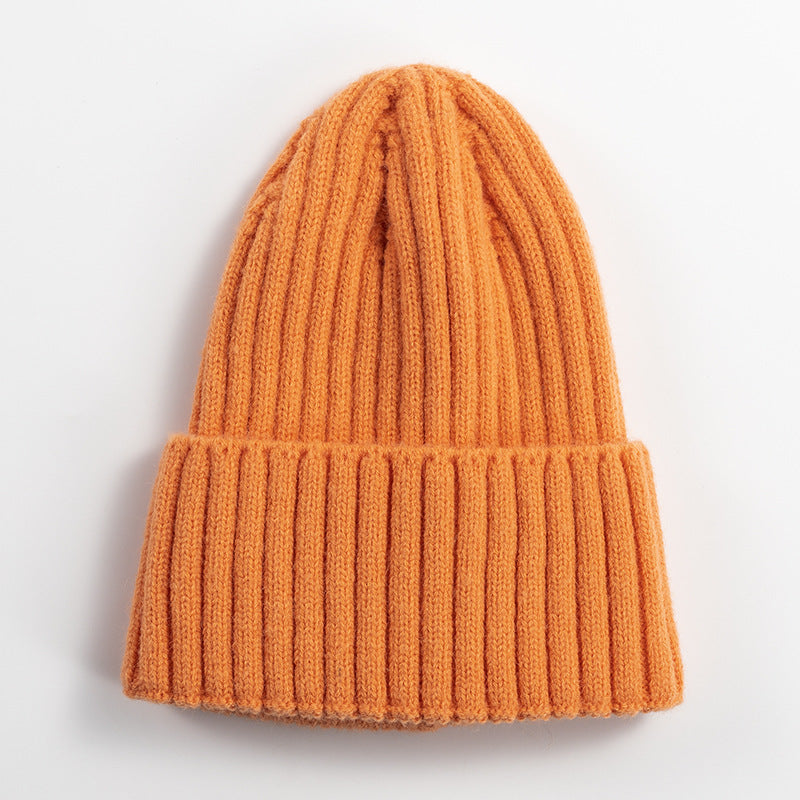 Knitted Hat Women's Korean-style Versatile Solid Color Woolen Hat Women's Outdoor Thickened Warm Beanie Hat