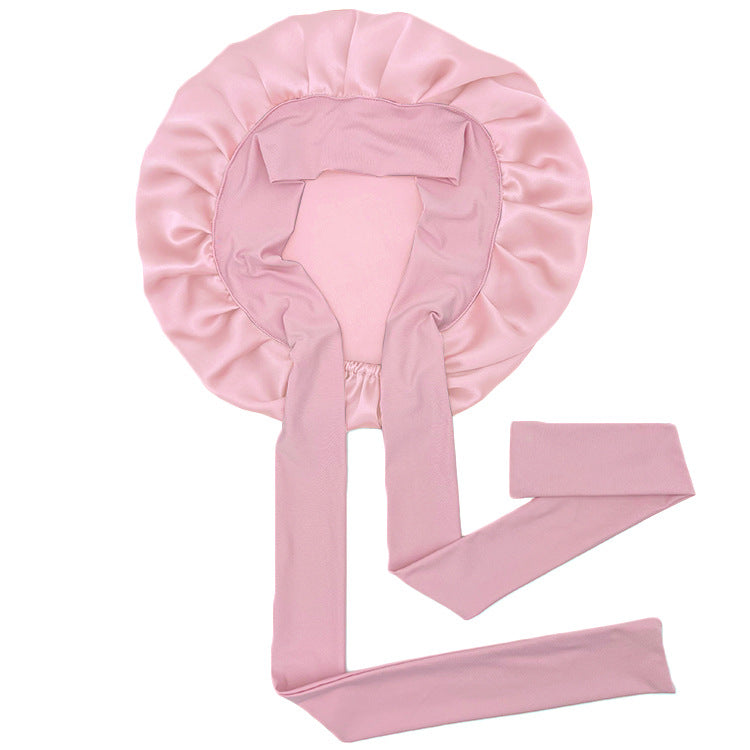 Simple Wide Ribbon Adjustable Silk Nightcap