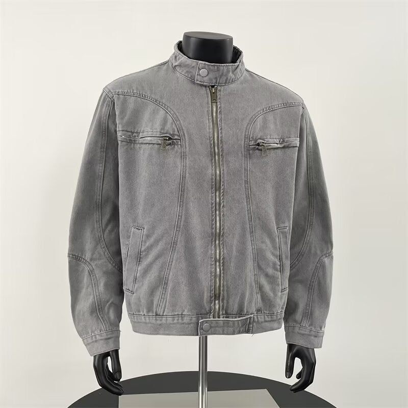 Herre Heavy-Duty Vasket Og Slidt Denimjakke